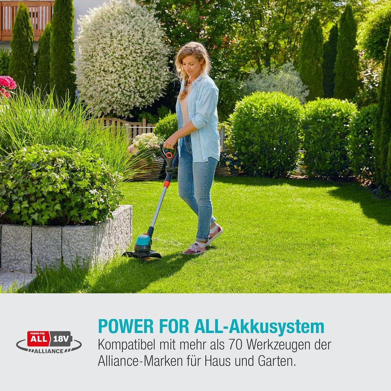 Gardena Akku-Trimmer EasyCut 23/18V P4A Ready-To-Use Set: Rasentrimmer mit 230 mm Schnittkreis, vers