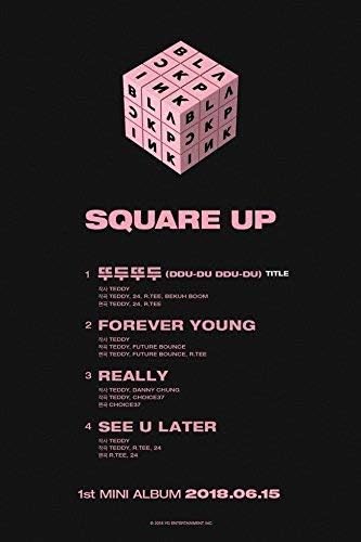 BLACKPINK - [Square Up 1st Mini Album Black Ver CD+Booklet+PhotoCard+SelfieCard+Lennticular Lyrics+P