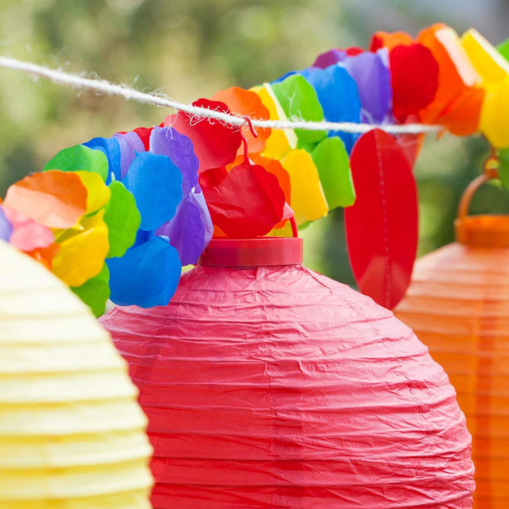 Relaxdays LED Lampions bunt, 10 Stück, batteriebetrieben, Draussen &amp; Drinnen, zum Aufhängen, Papierl