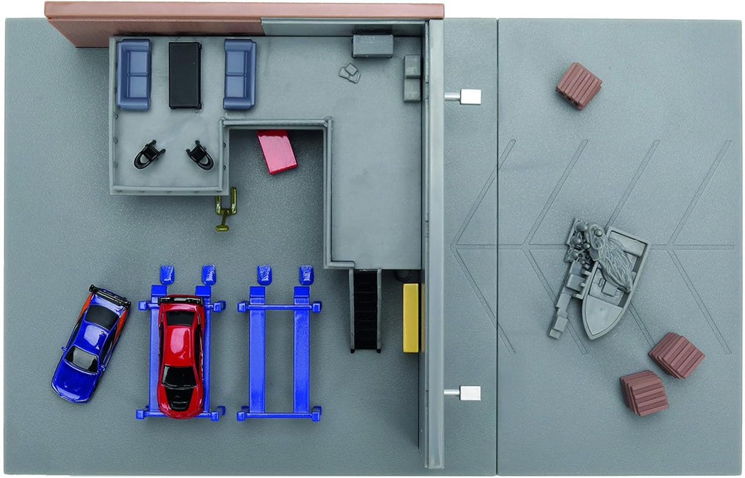 Jada Toys Fast and Furious Han's Garage - Nano Diorama (26,5x16,5 cm) inklusive 2 Modellautos (Mitsu