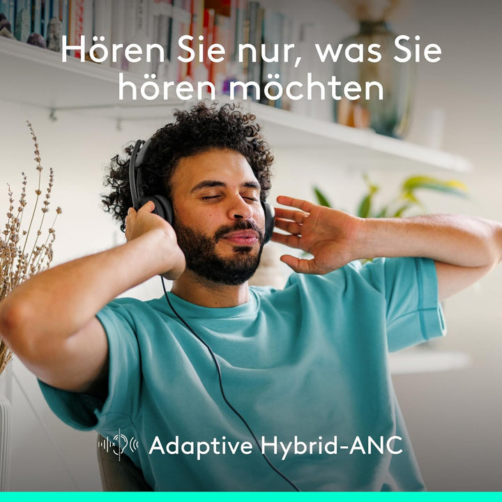Logitech Zone Wired 2 – Headset mit Geräuschunterdrückung und Adaptive Hybrid-ANC, USB-C mit USB-A-A