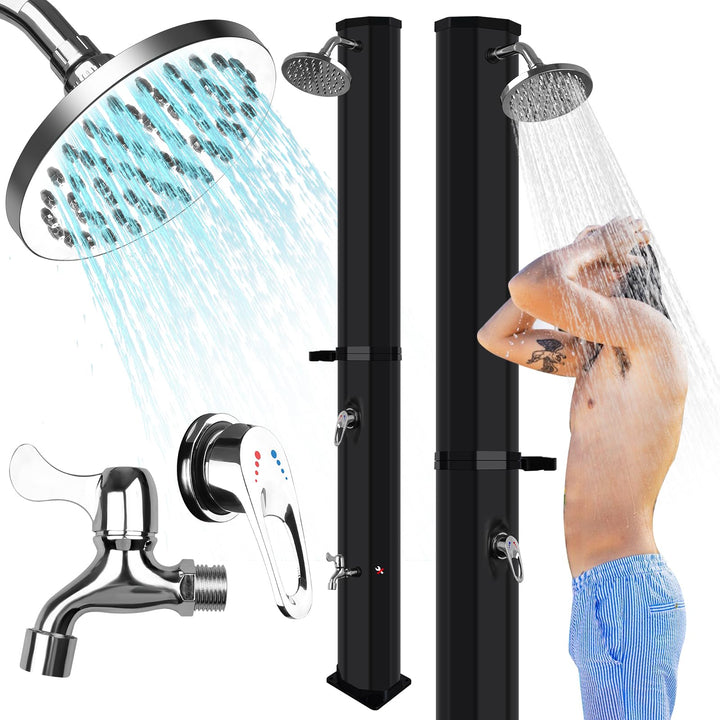 Gartendusche Solar 60 Liter, Solardusche Aussendusche mit 360° Regenduschkopf und Wasserhahn, Prämie
