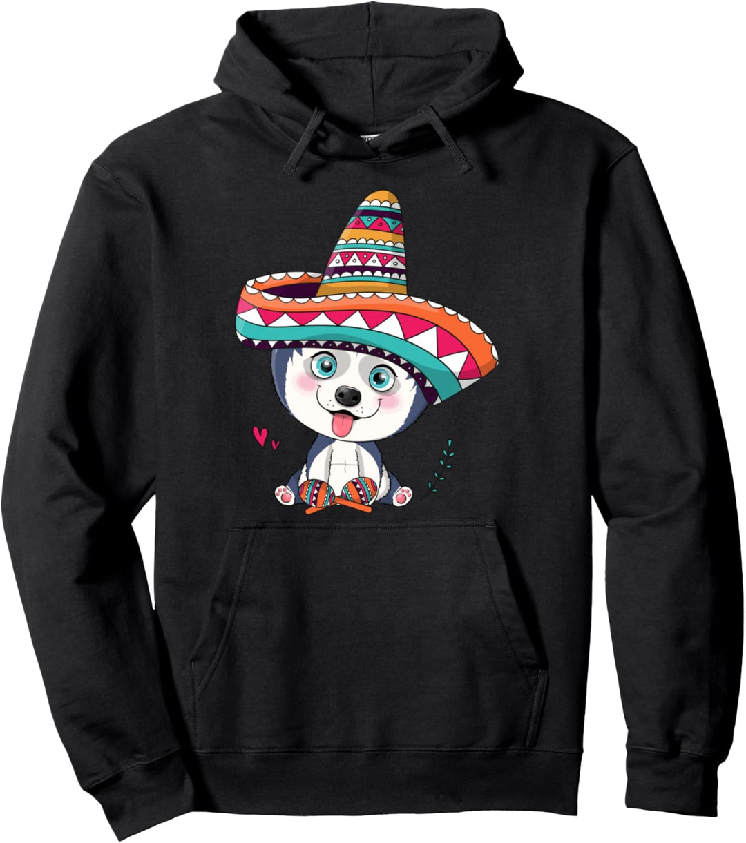 Süsser Kawaii Wolf mexikanische Mariachi Cinco de Mayo Husky Pullover Hoodie