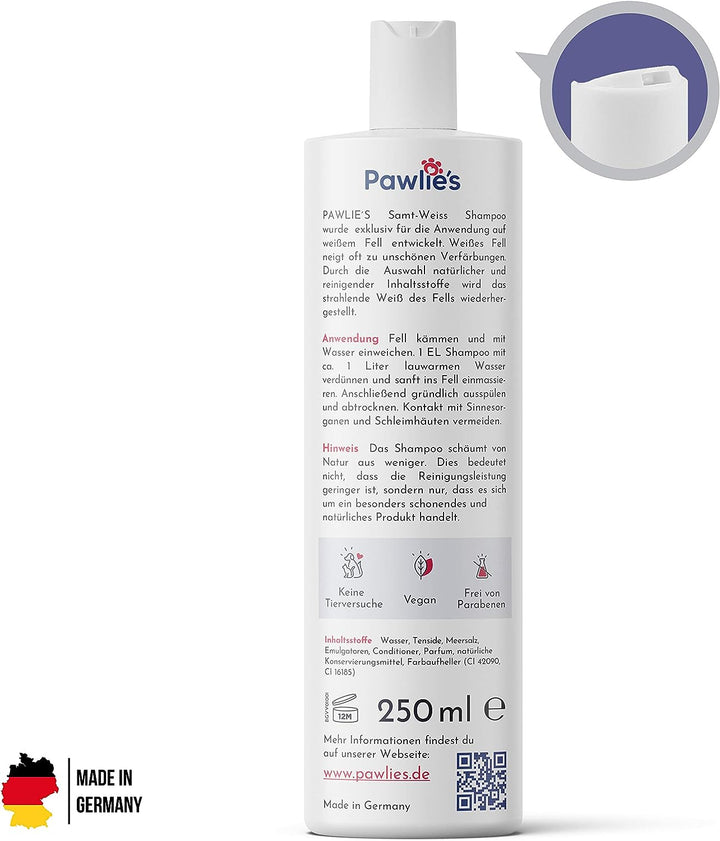 Pawlie's Hundeshampoo Weisses Fell - Aufhellende Fellpflege | Bei Tränenflecken, Vergilbungen & Schm