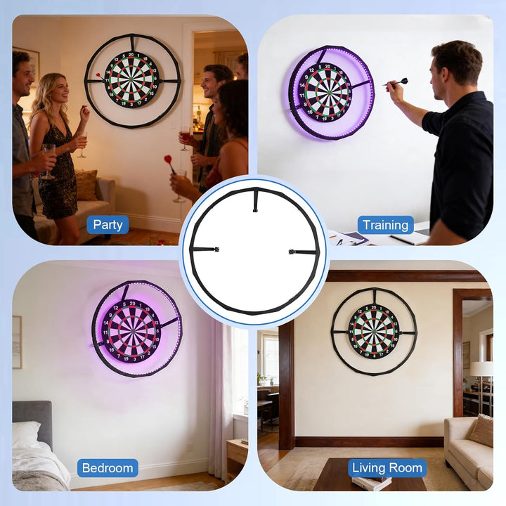 LED Dartboard Ring Licht, 360° Schattenfreie Beleuchtung mit 90 LEDs für Wohnzimmer - Helles LED Rin