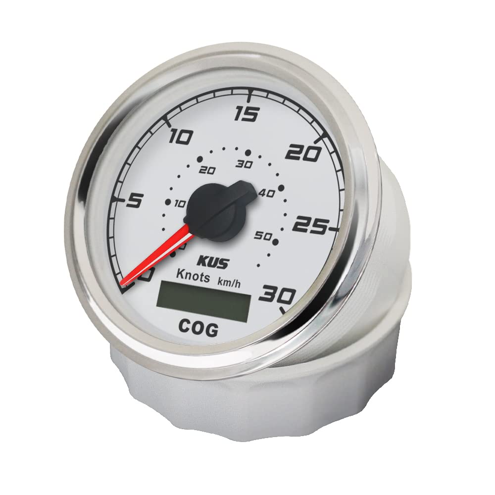 KUS GPS Tacho Kilometerzähler 30Knots Für Boot Yachten 85mm 12V/24V (Weiss), weiss