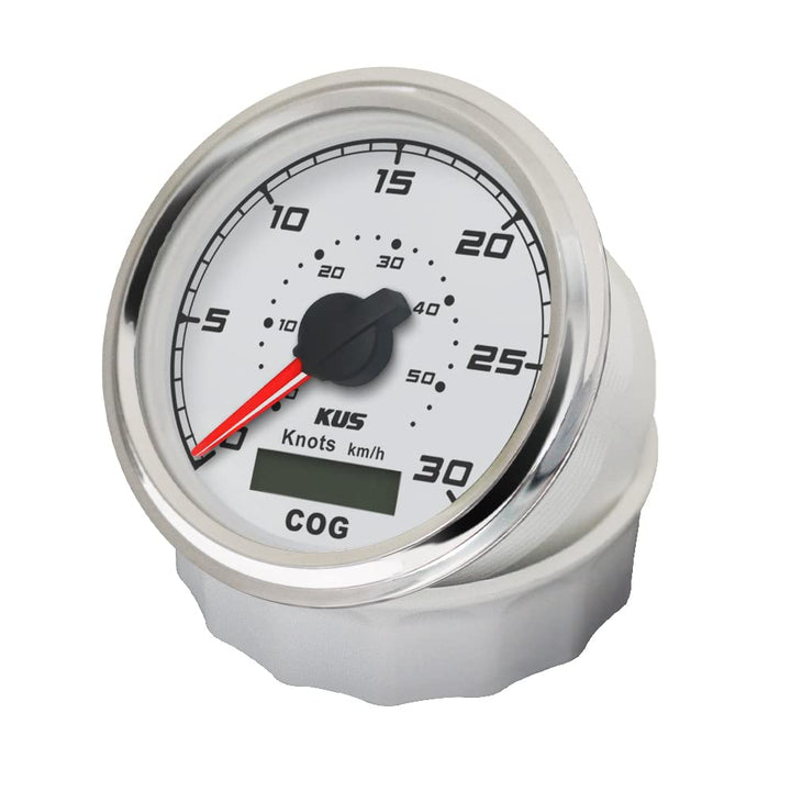 KUS GPS Tacho Kilometerzähler 30Knots Für Boot Yachten 85mm 12V/24V (Weiss), weiss
