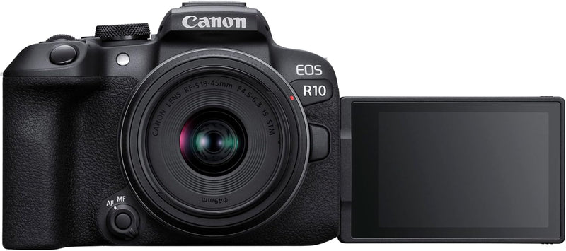 Canon EOS R10 Systemkamera + RF-S 18-45mm F4.5-6.3 is STM Zoomobjektiv (24.2 MP, 4K Videokamera, APS