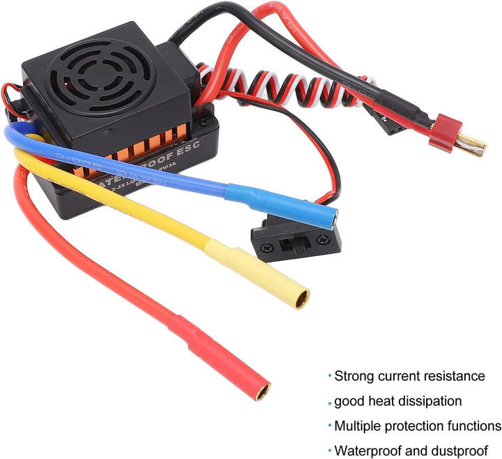 VGEBY RC Brushless ESC, RC Car Brushless ESC 60A Starker Stromwiderstand Wasserdicht Staubdicht für