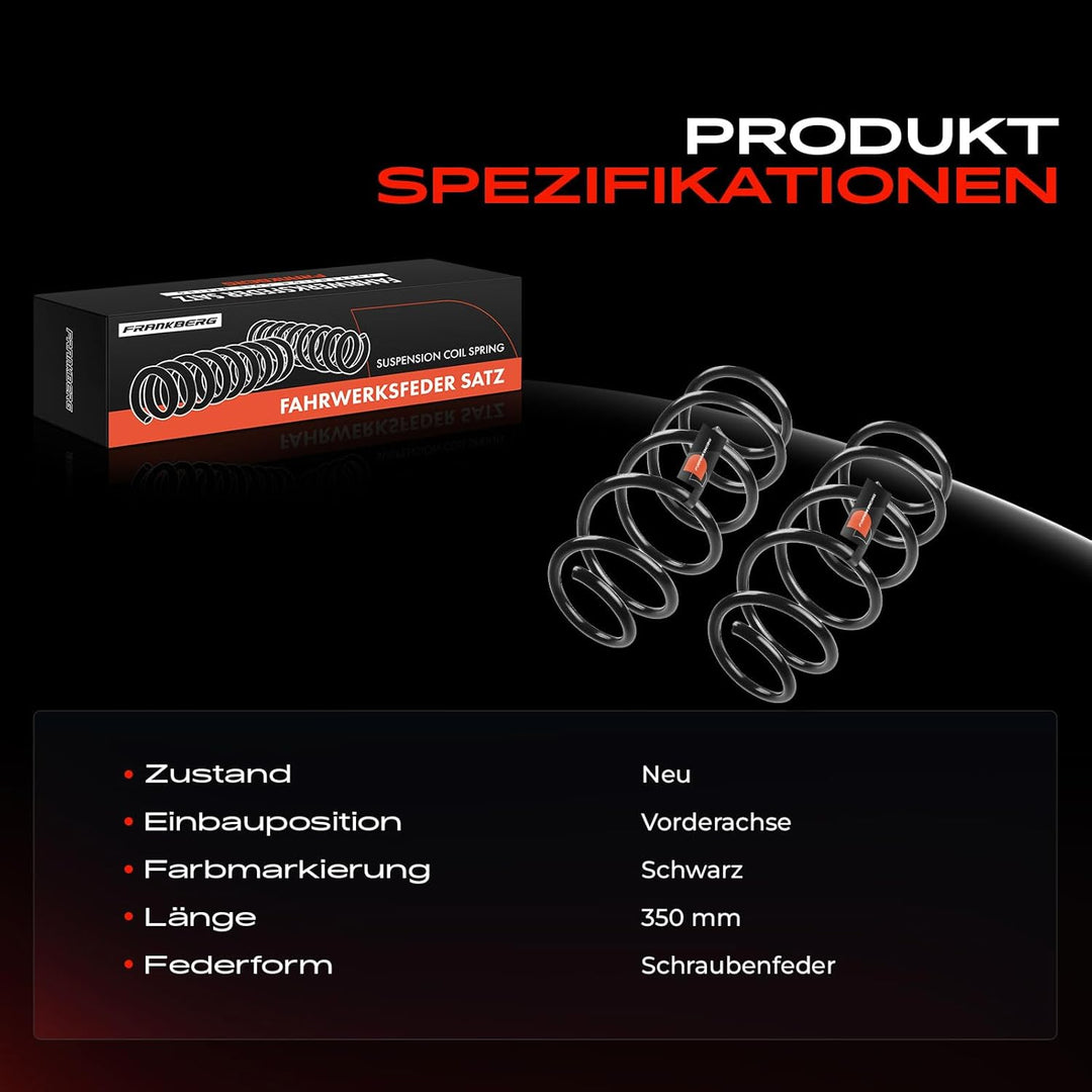 Frankberg 2x Federn Fahrwerksfeder Vorderachse Kompatibel mit Fiesta VI CB1 CCN 1.25L 1.4L 1.6L Schr
