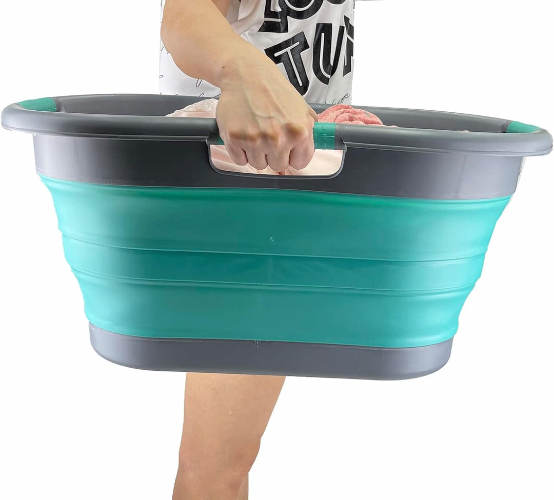 SAMMART 40L zusammenklappbarer Wäschekorb aus Kunststoff – faltbarer Pop-Up-Aufbewahrungsbehälter/Or