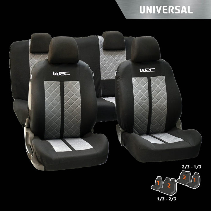 WRC 007588 Autositzbezüge, universal, vorne hinten 2/3-1/3, Racing