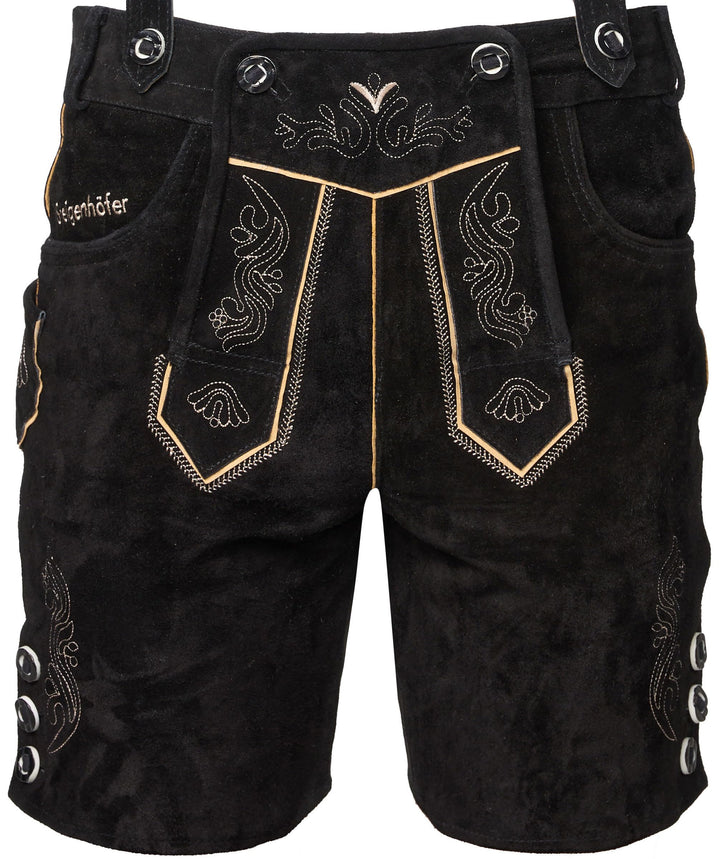 STEIGENHÖFER Lederhose Herren Tracht kurz - Anton - Trachtenhose mit Trägern - 100% Rindsleder - Tra