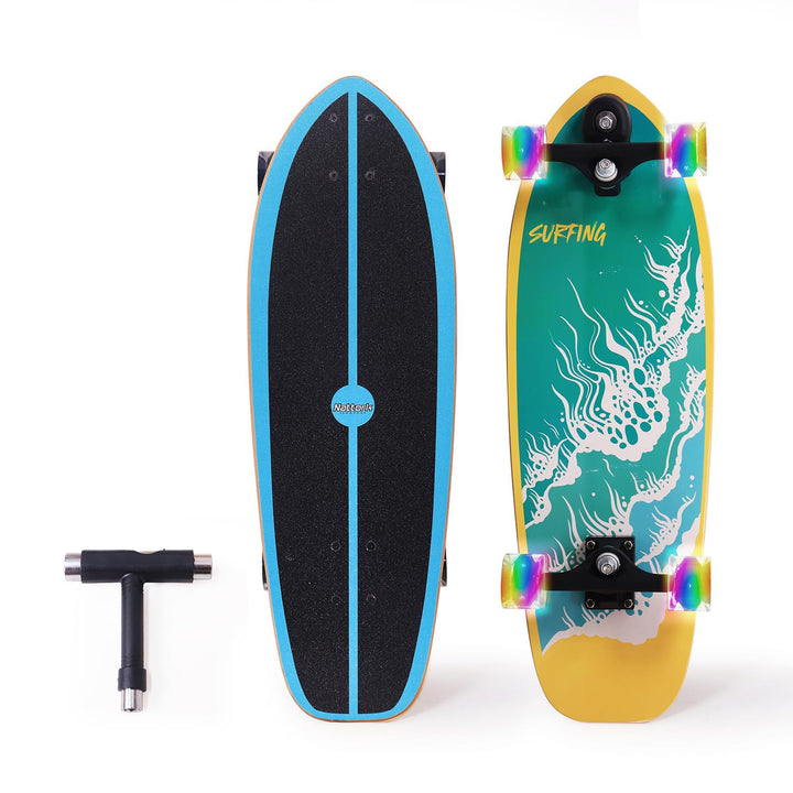 Nattork Complete Skateboards 29" x 8" Kids Skateboard Cruiser Skateboards for Beginners Double Kick