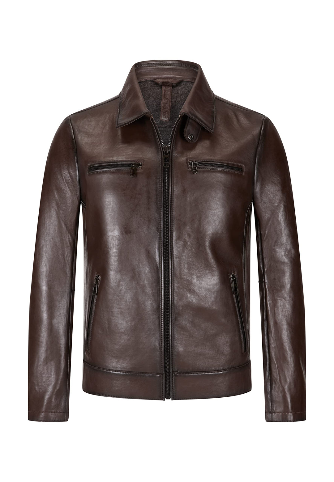 Milestone MS-Matteo Herren Lederjacke Braun mit speziellem Finish, Rotbraun