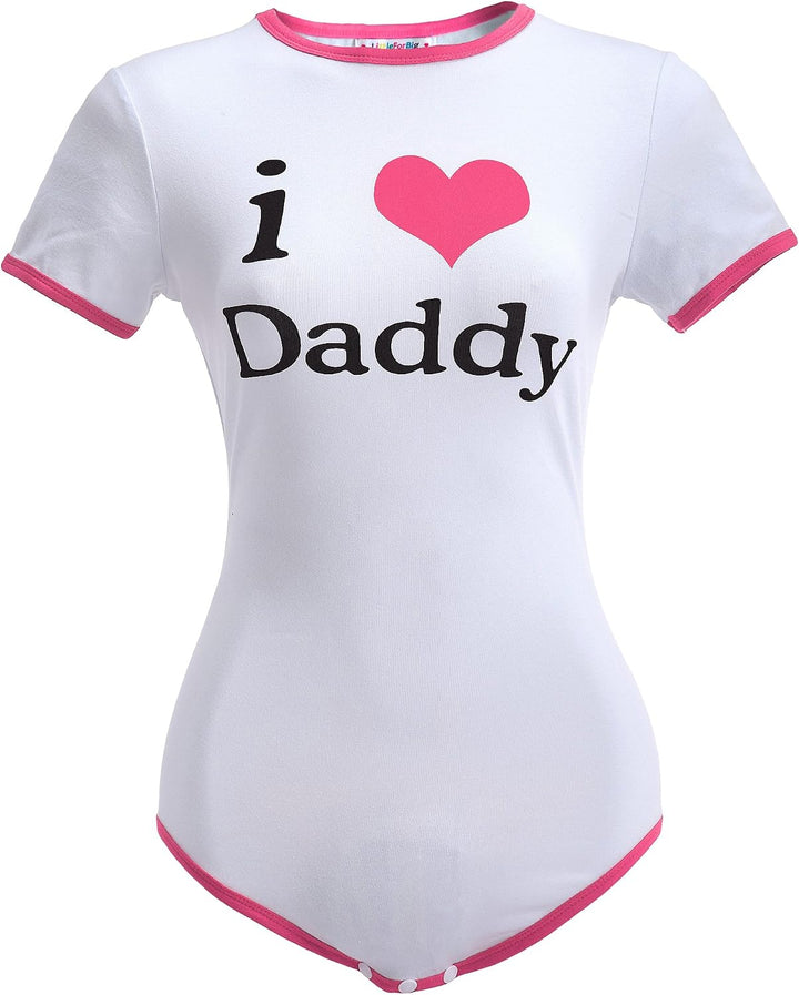 LittleForBig Baumwolle Strampler Onesie Pyjamas Bodysuit - I Love Daddy Muster Rosa XS, Rosa XS