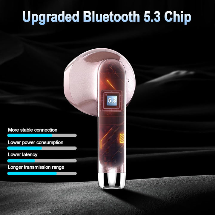 Bluetooth 5.3 Kopfhörer, In Ear Kopfhörer Kabellos mit 4 Mic, 48H Tiefer Bass Spielzeit Wireless Ear