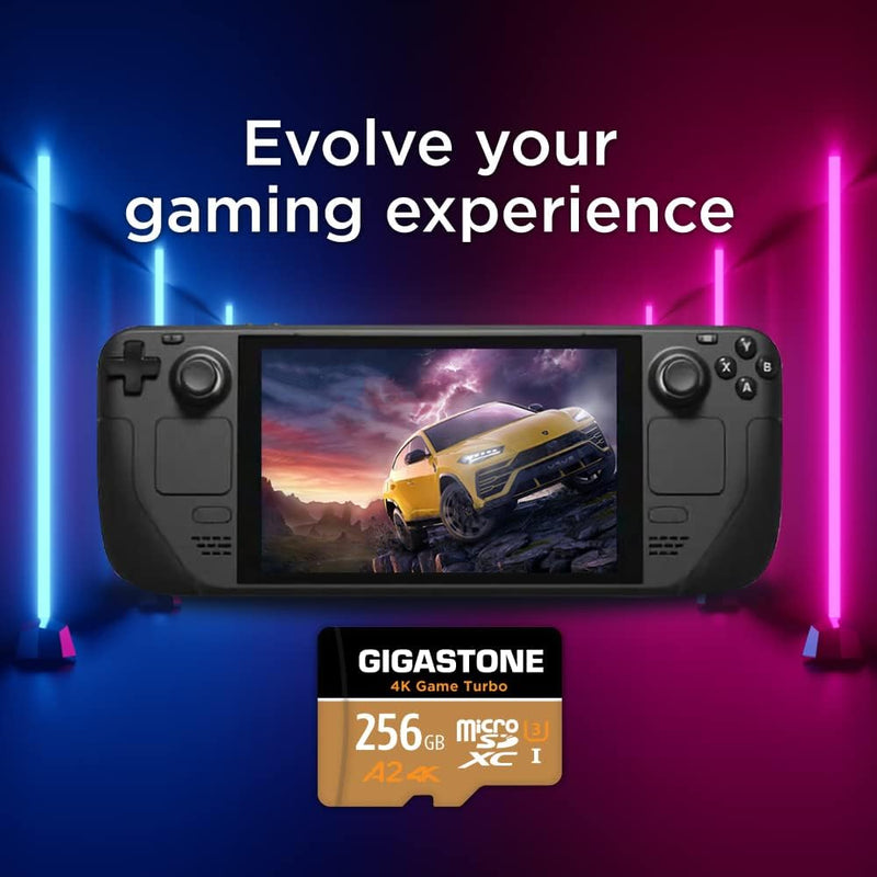 Gigastone 4K Game Turbo 256GB MicroSDXC Speicherkarte und SD Adapter mit A2 App-Leistung bis zu 100/