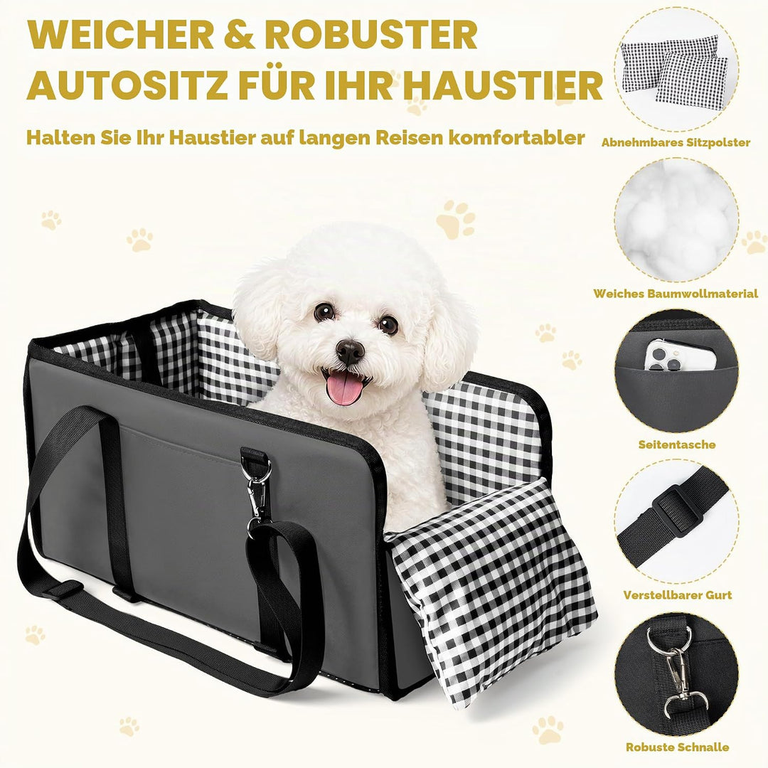 Hundesitz Auto für kleine Hunde – Wasserdichter Mittelkonsole Haustier Autositz Reise Booster Trageb