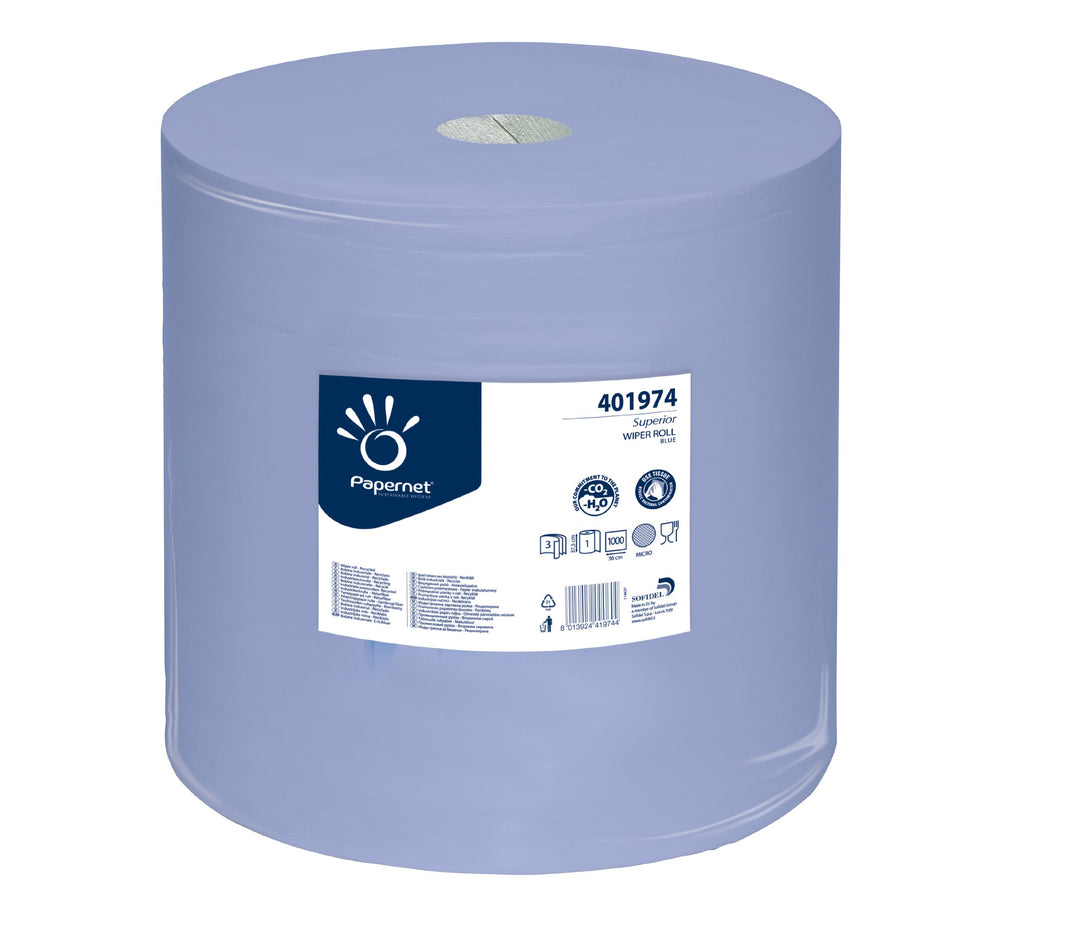 PAPERNET Superior Putztuchrolle RC 3-lagig, 1 Stück, blau,412020