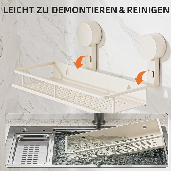 Saugnapf Ohne Bohren Duschablage,10kg Tragfähigkeit Badregal für Shampoo Conditioner,Abnehmbare und