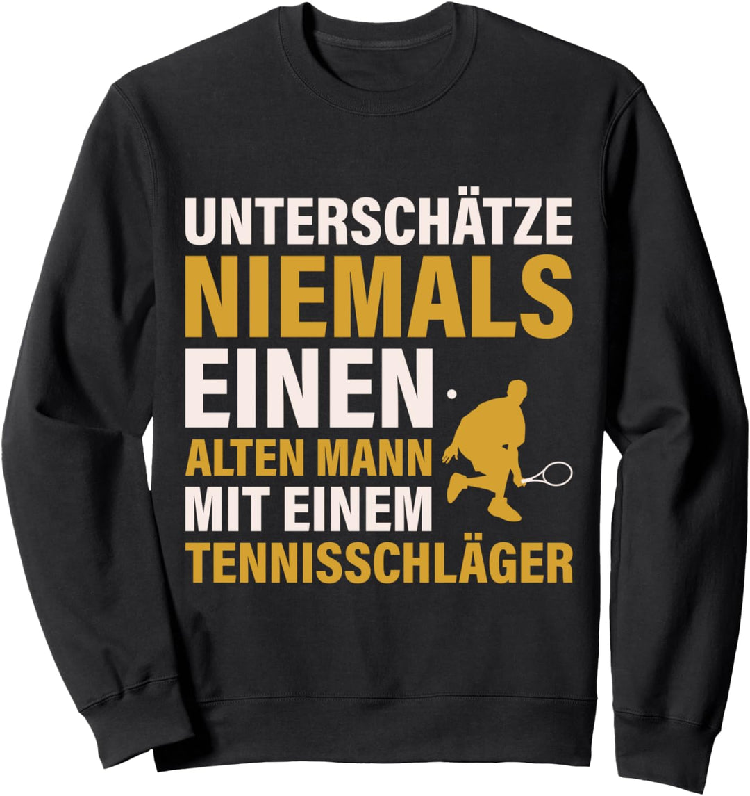 Tennisspieler Tennis Sportler Alter Mann Mit Tennisschläger Sweatshirt