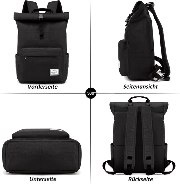 TANTOMI Rucksack Damen Herren, Rucksack Laptop Tasche 15,6 Zoll, Laptop Rucksack Damen Herren weit ö