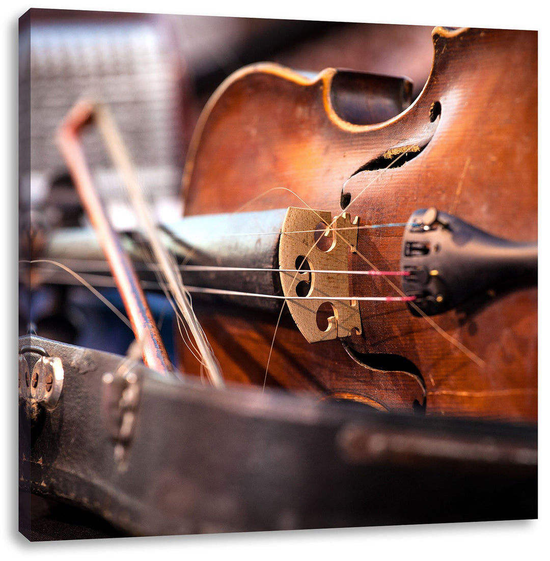Pixxprint Alte Violine, Format: 70x70 auf Leinwand, XXL riesige Bilder fertig gerahmt mit Keilrahmen