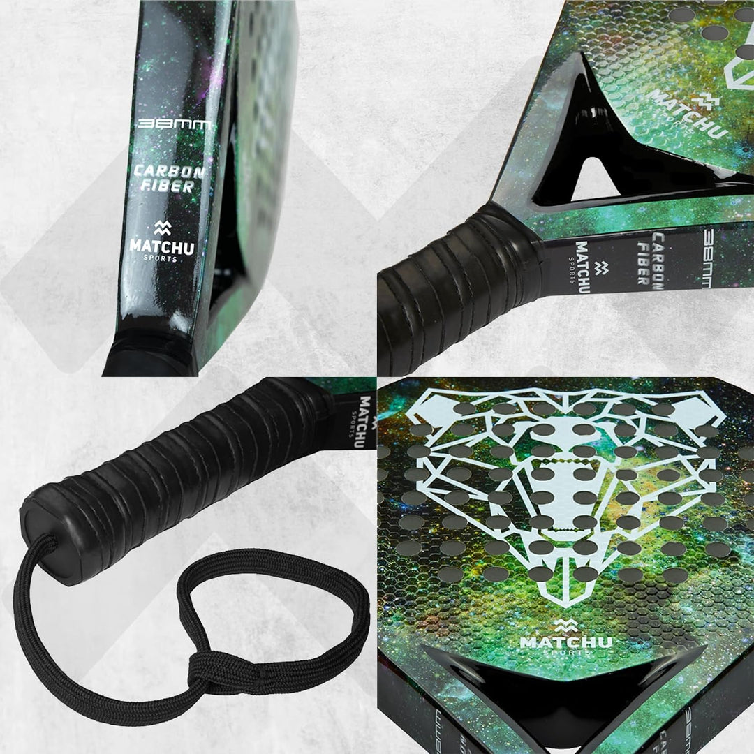 Matchu | Padel Schläger | Unisex | 100% Carbon-Rahmen, Glasfaser-Deckschicht und weicher Eva-Schaum