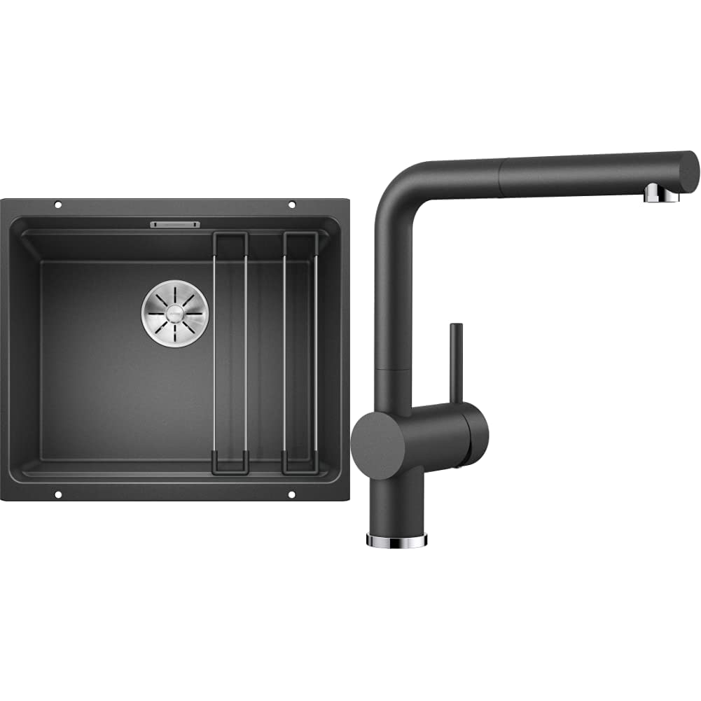 BLANCO Spül-Set in anthrazit – ETAGON 500-U – Spülbecken für 60 cm Unterschränke – Granitspüle aus S
