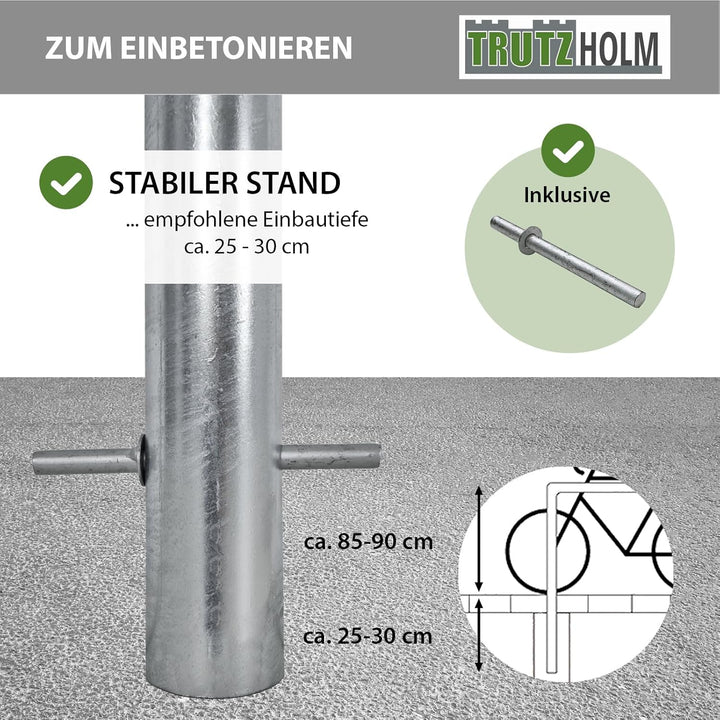 TRUTZHOLM Fahrradanlehnbügel 115 x 76 cm Stahl pulverbeschichtet Ø 60 mm zum Einbetonieren Parker An