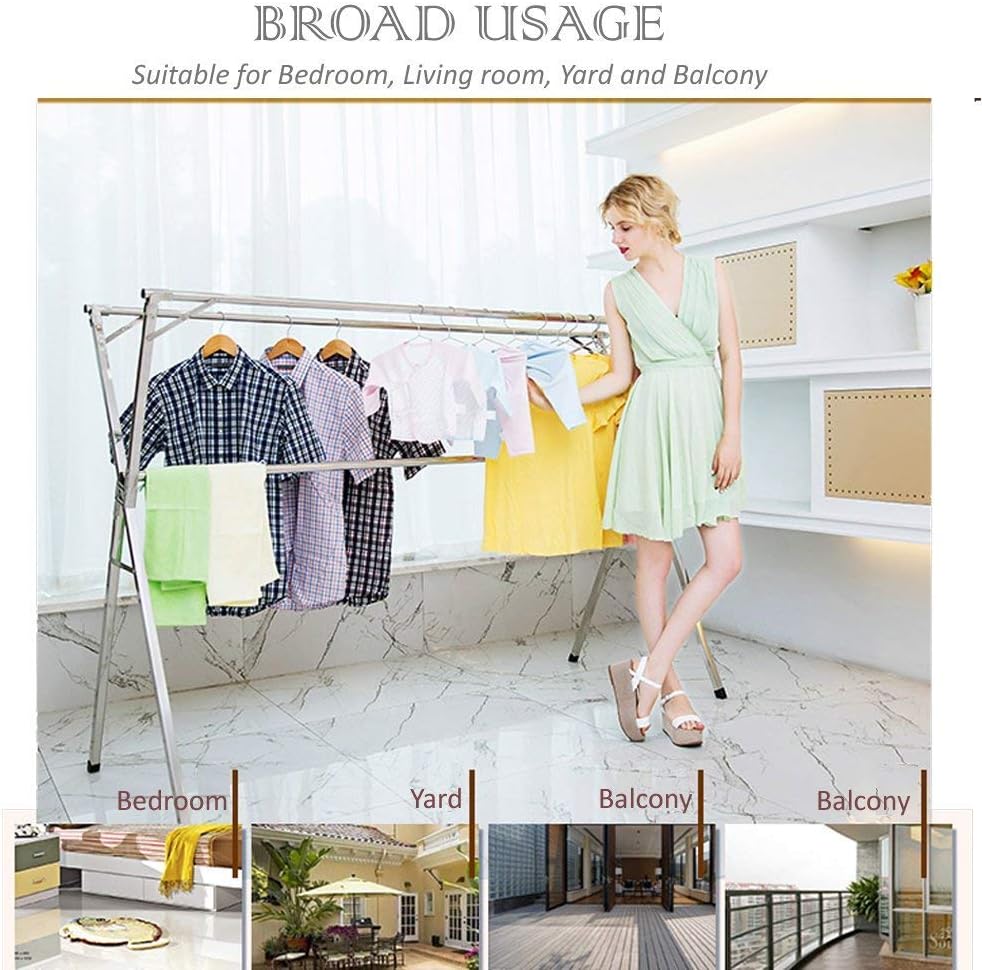Klappbar Kleiderständer Garderobenständer Edelstahl Wäscheständer Kleiderstangen Ausziehbar 110-150c