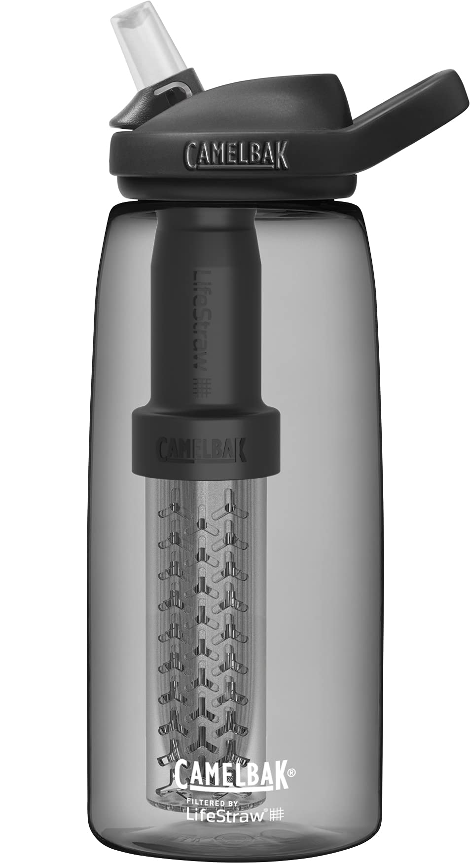 Camelbak Eddy+ gefiltert durch Lifestraw Water Bottle Holzkohle Holzkohle 1L, Holzkohle 1L