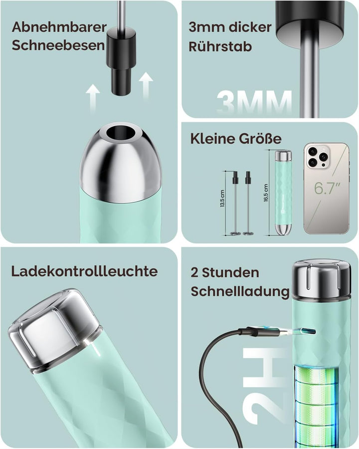 Maestri House Milchaufschäumer Mit Stufenloser Geschwindigkeitsregelung, Usb Aufladbar Milchaufschäu