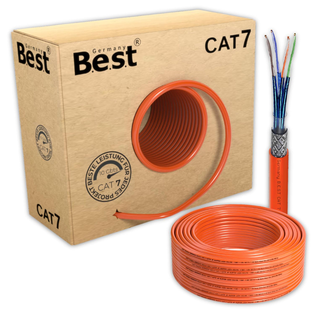 Germany B.e.s.t CAT 7 Kabel 100m Simplex Lan Kabel Kupfer 1000Mhz S/FTP Cat Netzwerkkabel Cat 7 Verl