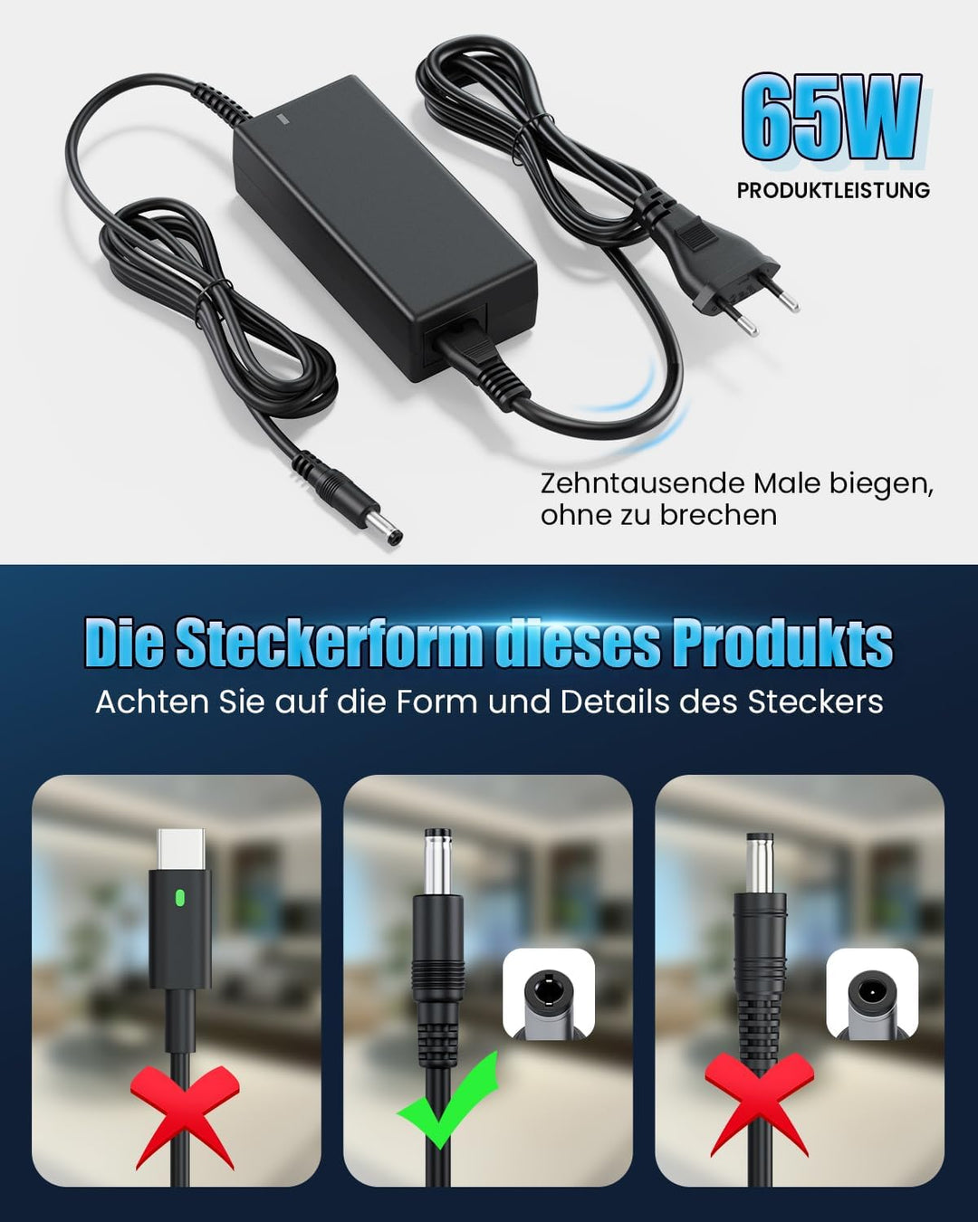 Ladegerät Netzteil für Logitech G29 G27 G25 G923 G920 G940 GT Driving Force Pro, Microsoft Wireless