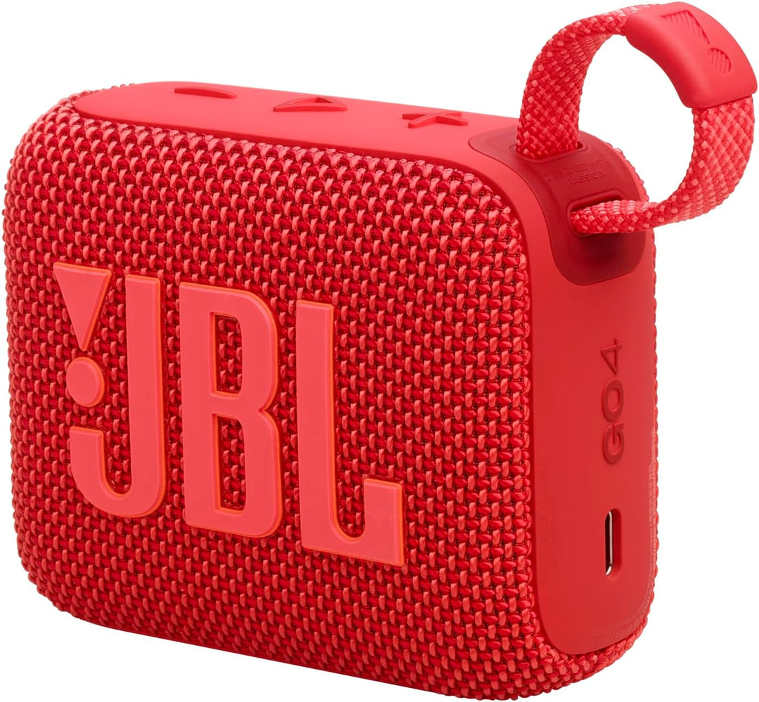 JBL Go 4 in Rot – Tragbare Bluetooth-Lautsprecher-Box mit JBL Pro Sound, tiefem Bass und Playtime-Bo