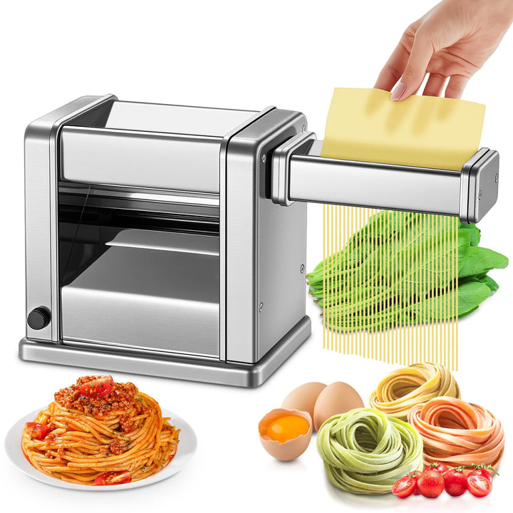 FOHERE Elektrische Nudelmaschine, Nudelhersteller mit einstellbarer Dicke für Spaghetti Fettuccine L