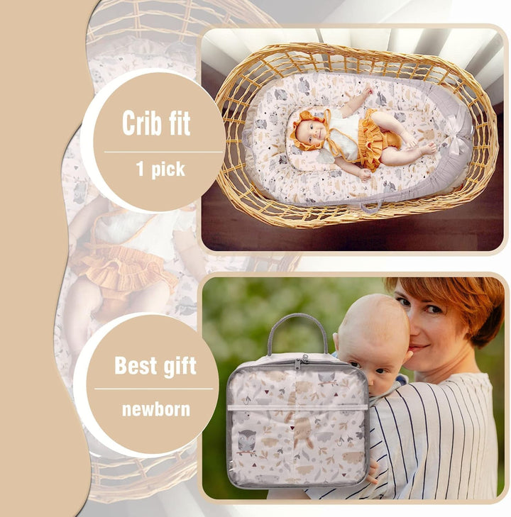 EAQ Babynest Nestchen Baby Weiches Atmungsaktives baby bett für Neugeborene Geschenk 100% Baumwolle