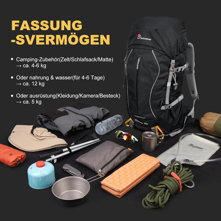 Mountaintop Trekkingrucksack 50L/60L Wanderrucksack Herren Damen Reiserucksack Grosser Rucksack mit