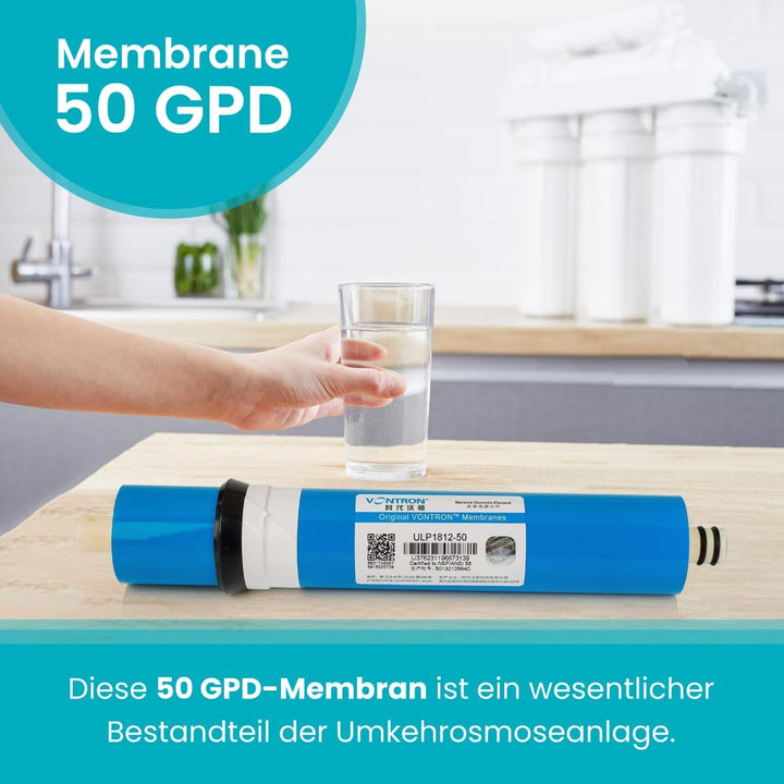 Vontron-Membran, ideal für Umkehrosmose, 50 GPD, speziell für die Entfernung von organischen Salzen,