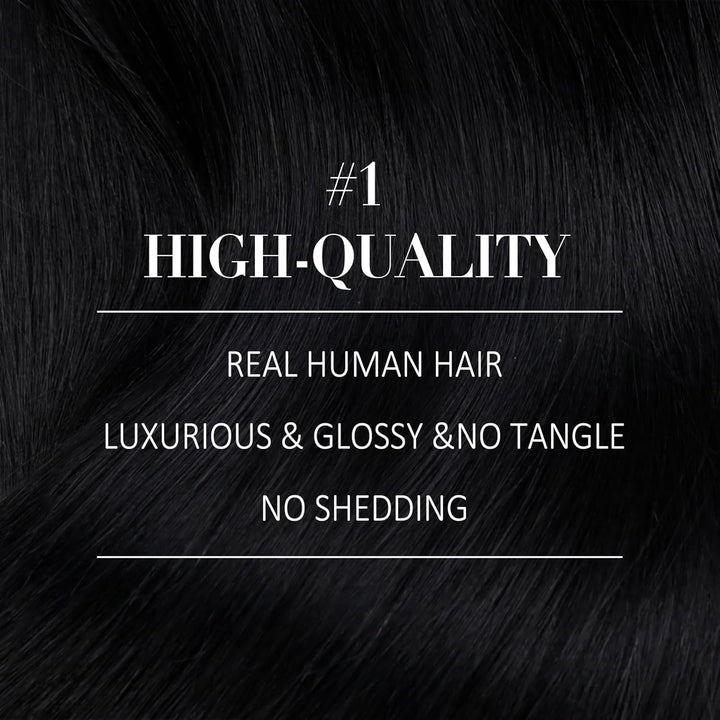 YoungSee Clip in Extensions Schwarz Clip in Extensions Echthaar Lang Echthaar Extensions Clip Schwar