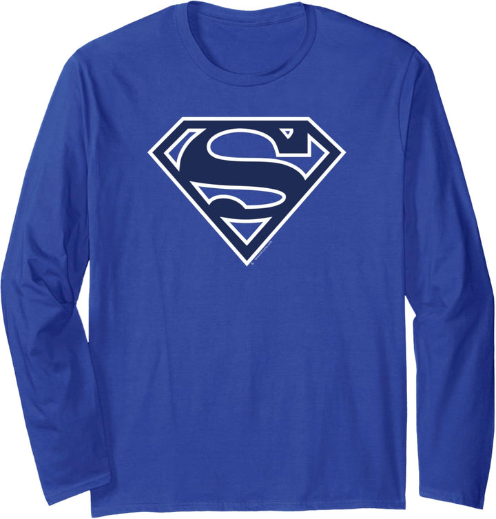 Superman Navy & White Classic Shield Langarmshirt