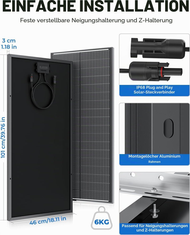 18BB 100Watt Solarpanel, N-Type 12 V 100 W Solarmodul, 25% Hocheffiziente Monokristalline PV-Module,