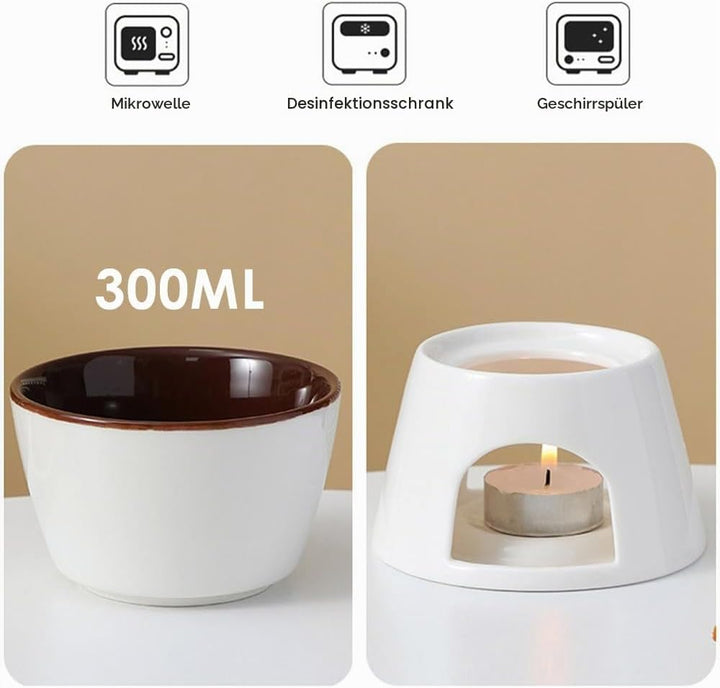 Schokofondue, Schoko Fondue, Keramik Butter Schokoladen Fonduetopf, Home Teelicht Kerzen Fondue Set