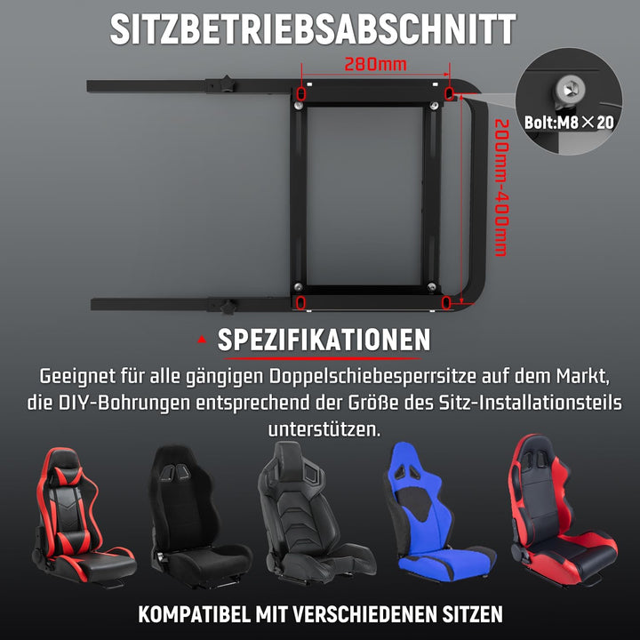 Dardoo Racing Simulator Cockpit Einstellbar Passend für Logitech G27 G29 G920 G923, Thrustmaster T30