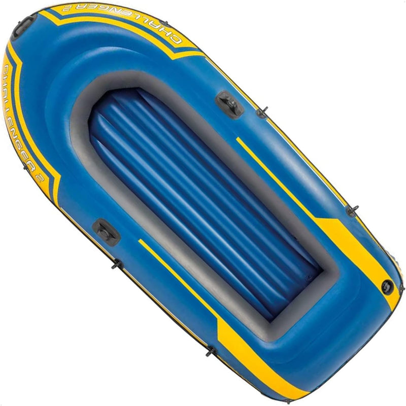 com-four® Ruderboot-Set - Schlauchboot mit Paddeln und Pumpe - Luftboot mit 2 Rudern, Doppelhubpumpe