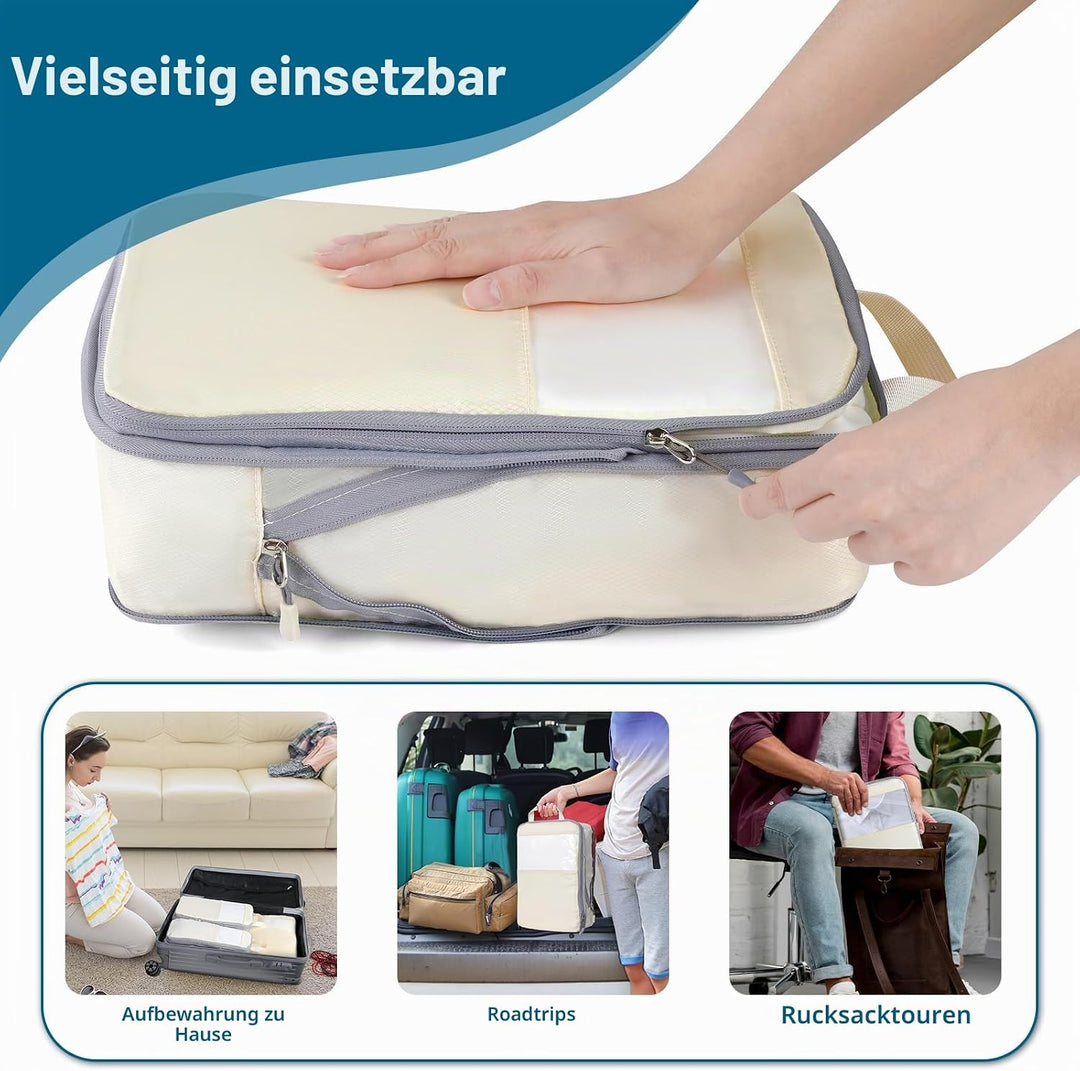 Cozary Koffer Organizer Packing Cubes Compression 4 Stück - Packwürfel mit hohem Fassungsvermögen, T