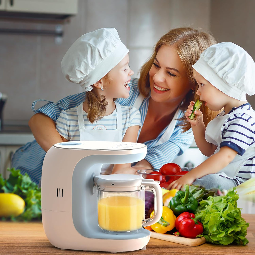 Babynahrungszubereiter Multifunktions Breikocher mit Messbecher &Dampfkorb für Babykost Dampfgaren,