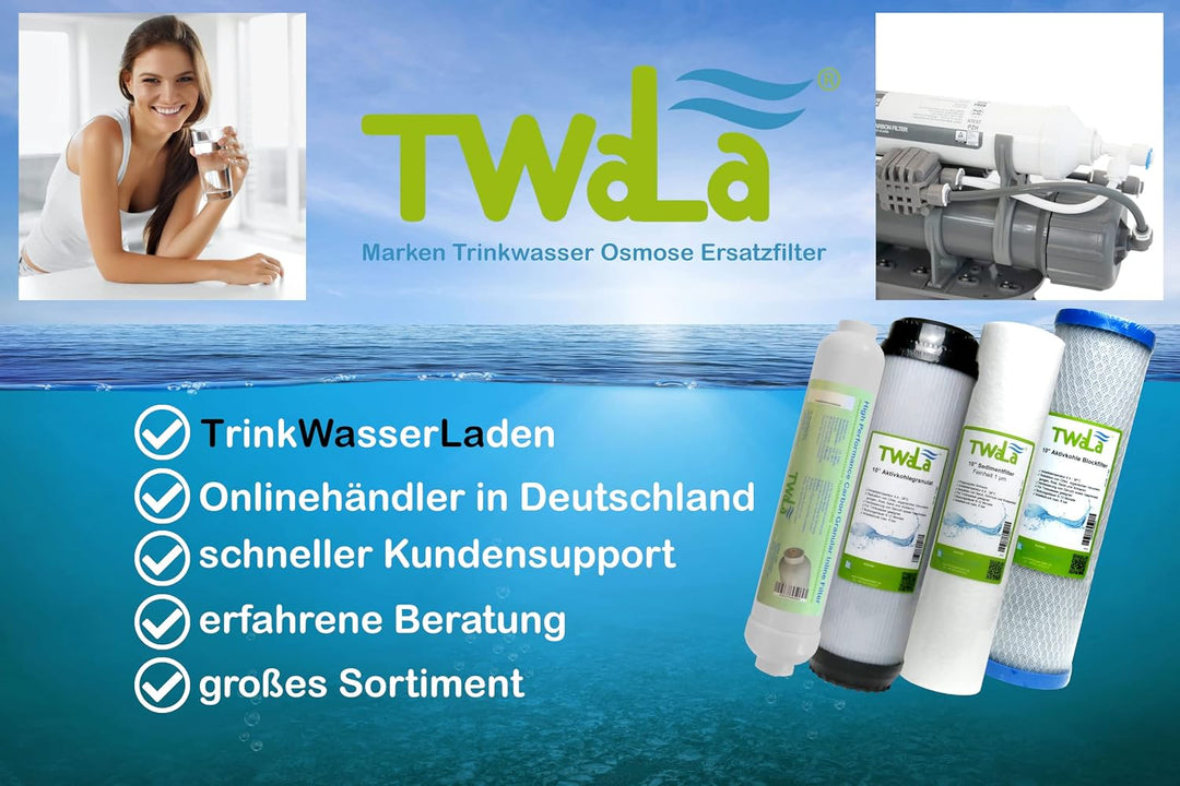 TWaLa 50x Sediment Vorfilter Grobfilter 10 Zoll Wasserfilter 5 µm für Umkehrosmose, Hauswasseranlage